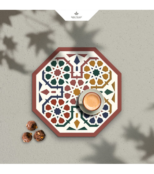 Colored octagonal Wooden Serving Tray